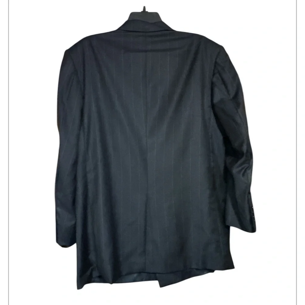 Hickey Freeman Super 100's Double-Breasted Wool Pinstripe Blazer - Size 39R